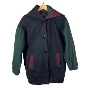 New York Girl Vintage Y2K Colorblock Wool Trench Coat M